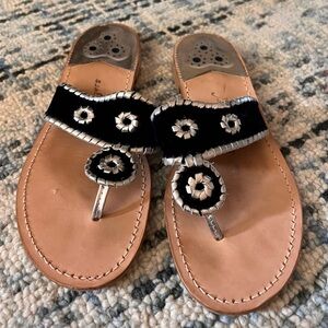 Jack Rogers Sandals | Navy and Silver